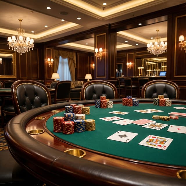 Casino Poker Table with Chips
